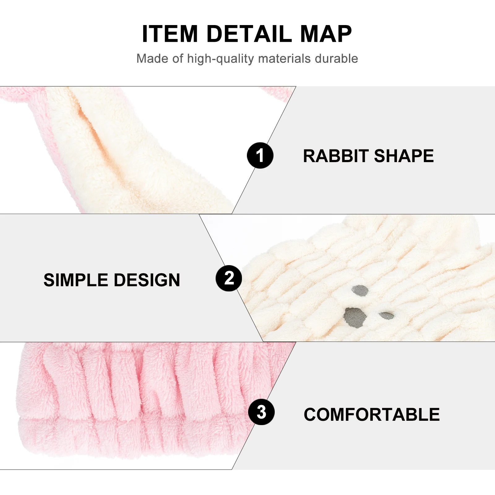 

2Pcs Rabbit Pattern Dry Hair Hats Absorbent Towels Quick Drying Comfortable Bathing Caps Dry Hair Hats Hair-Drying Caps