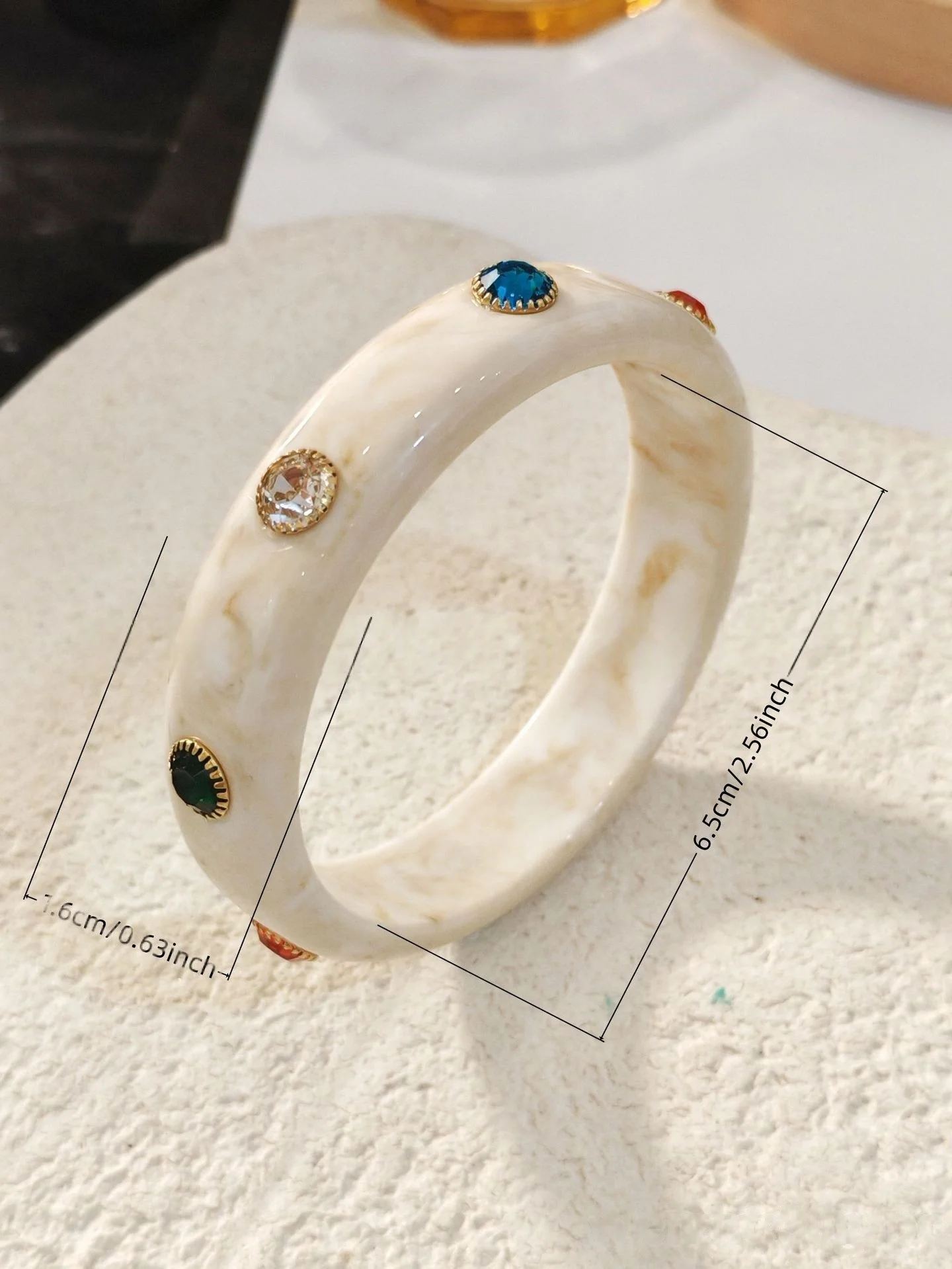 DIEZI 9 Colors Exaggerated Punk Rhinestone Resin Bangles Fashion Vintage Hip Hop Round Bangles Bracelets For Women Men Jewelry