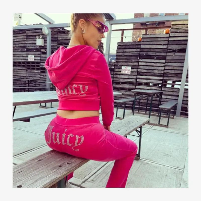 Setelan Olahraga Hoodie Celana Wanita 2 Potong Desain Modis Nyaman Bernapas dengan Ritsleting