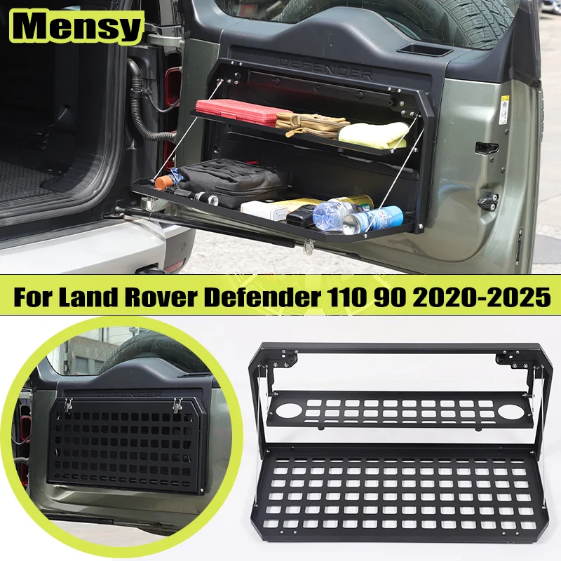 For Land Rover Defender 110 90 2020-2025 Aluminum Alloy Tailgate Folding Table Stowing Tidying Organizer Tray Accessories Black