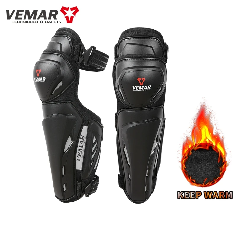 

VEMAR Winter Warm Motorcycle Knee Pads Protection Sliders Gear Men Motocross Riding Knee Brace Leg Shin Guard Off-Road Kneepad