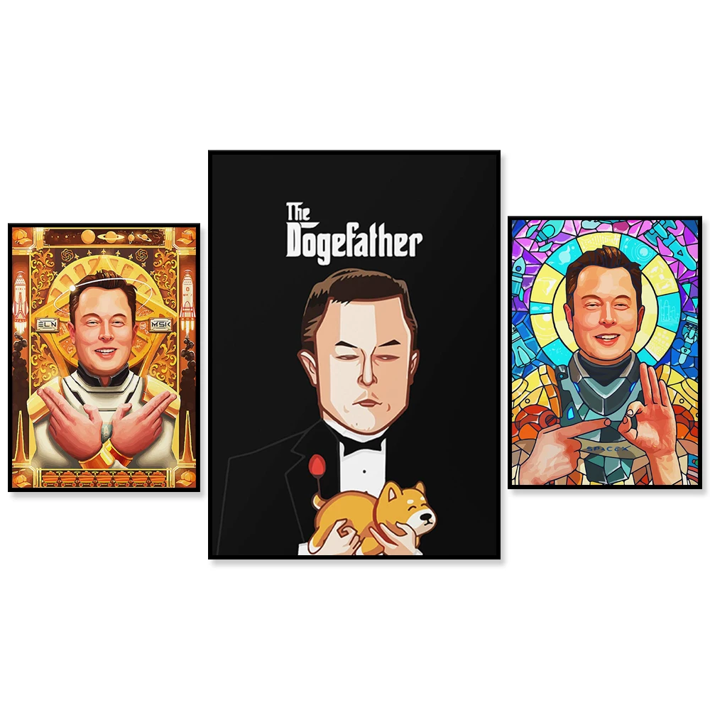 Elon Musk Pop Art Illustration druckbares Poster, Elon Musk Genius Investor Druck, Kryptowährungsdruck, Illustrationskunst
