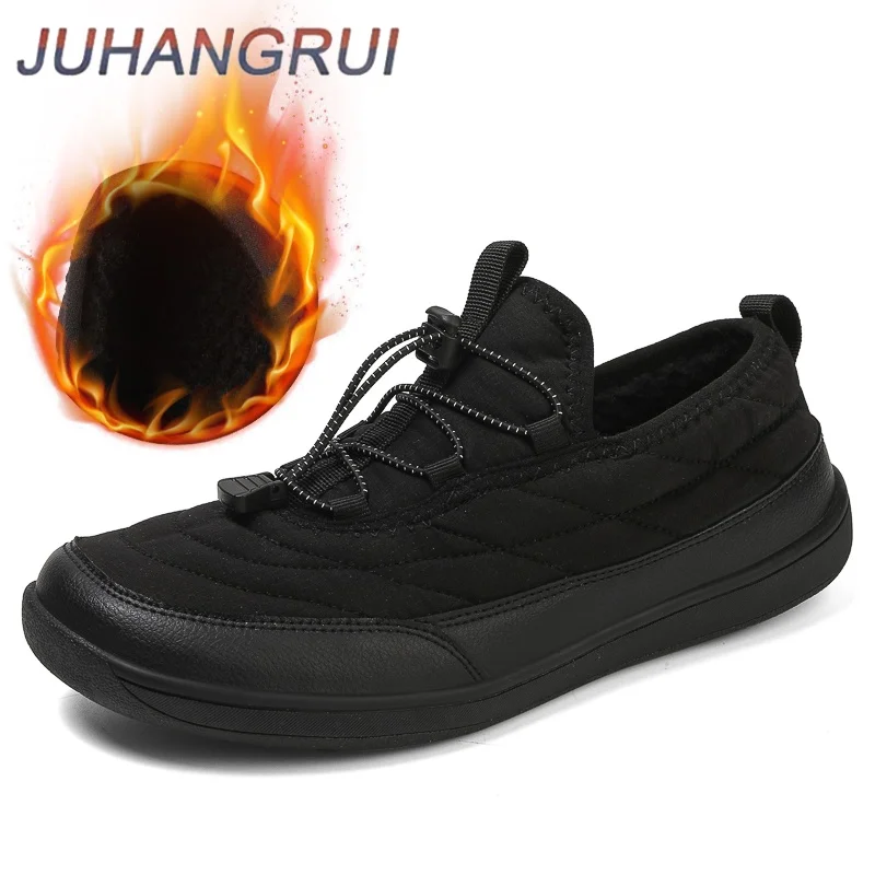 

Plus Big Size 50 Winter Mens Wide Toe Barefoot Cotton Shoes Waterproof Womens Casual Footwear Fleece Warm Fur Thicken Non-Slip