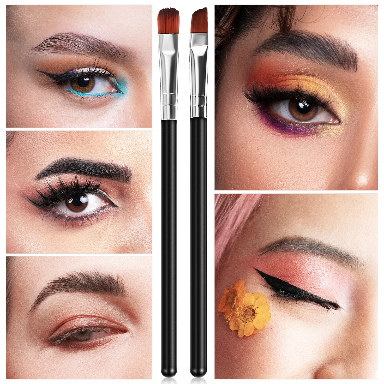 6-delige wenkbrauwborstelset schuine platte punt voor wenkbrauwpoeder Mascara Shaping Tool Supplies Makeup Tools Travel