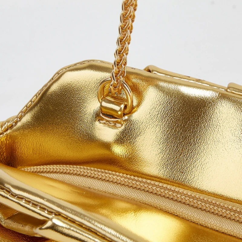 New Pleated Cloud Soft Leather Bag Women's Fashion Chain Messenger Shopping Bag