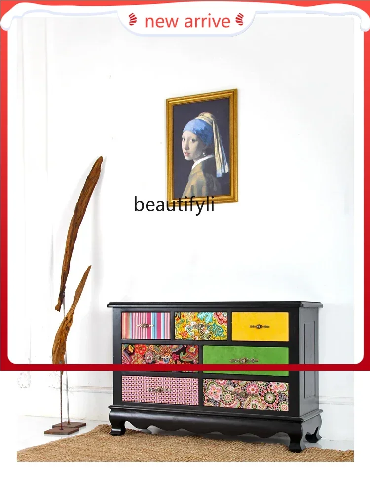 

SS ss7486 European style, storage, entrance, American bedroom, seven-chest cabinet, solid wood dining side cabinet