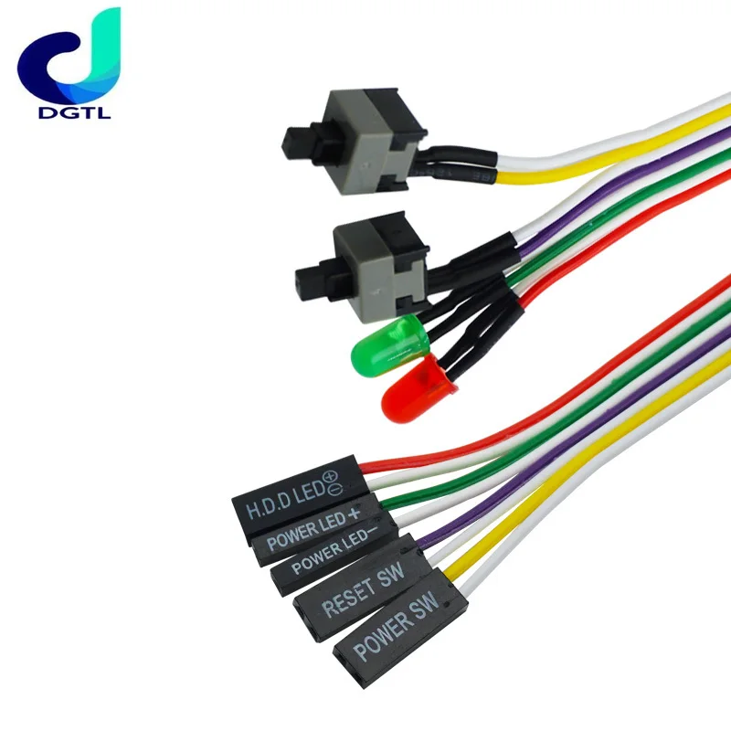 

65CM Slim ATX PC Compute Motherboard Power Cable Original On/Off/Reset with LED Light PC Power Reset Switch Push Button Switch