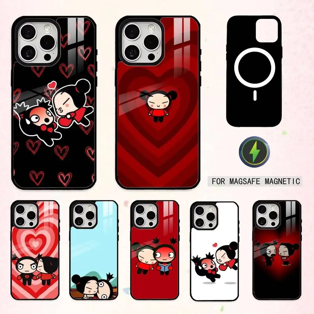 

C-Cute Cartoon Pucca Garu Phone Case For iPhone17,16,15,14,13,12,11 Plus,Pro Max Magnetic For Magsafe Wireless Charging