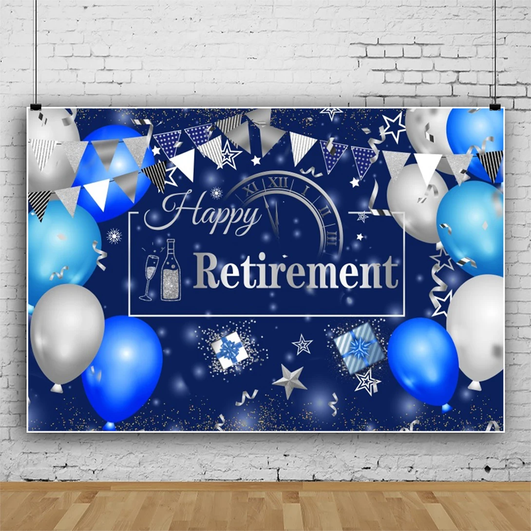 大人、パーティー写真、バナー、バルーン、ケーキテーブルの装飾、大人のポートレート、幸せな再会、青のための金のキラキラ背景