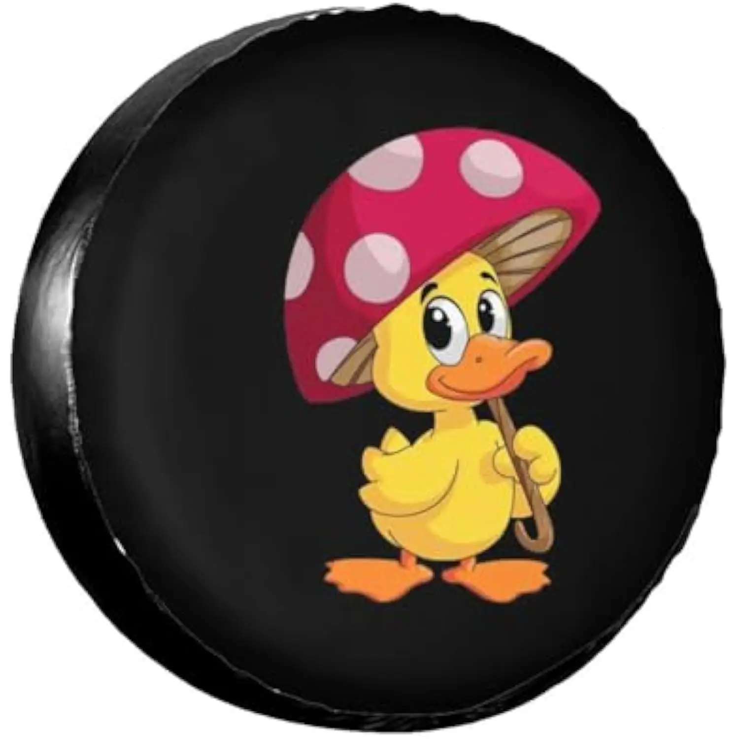 Cute Yellow Duckling Mushroom Hat Spare Tire Cover Waterproof Polyester Wheel Protector for SUV RV