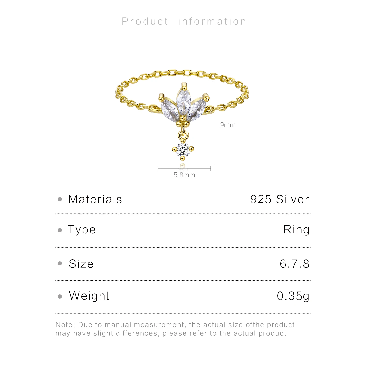 ANDYWEN 100% 925 Sterling Silver Gold Soft Chain Zircon Queen Rings Women Luxury Fine Jewelry 2021 Wedding Party Anniversary