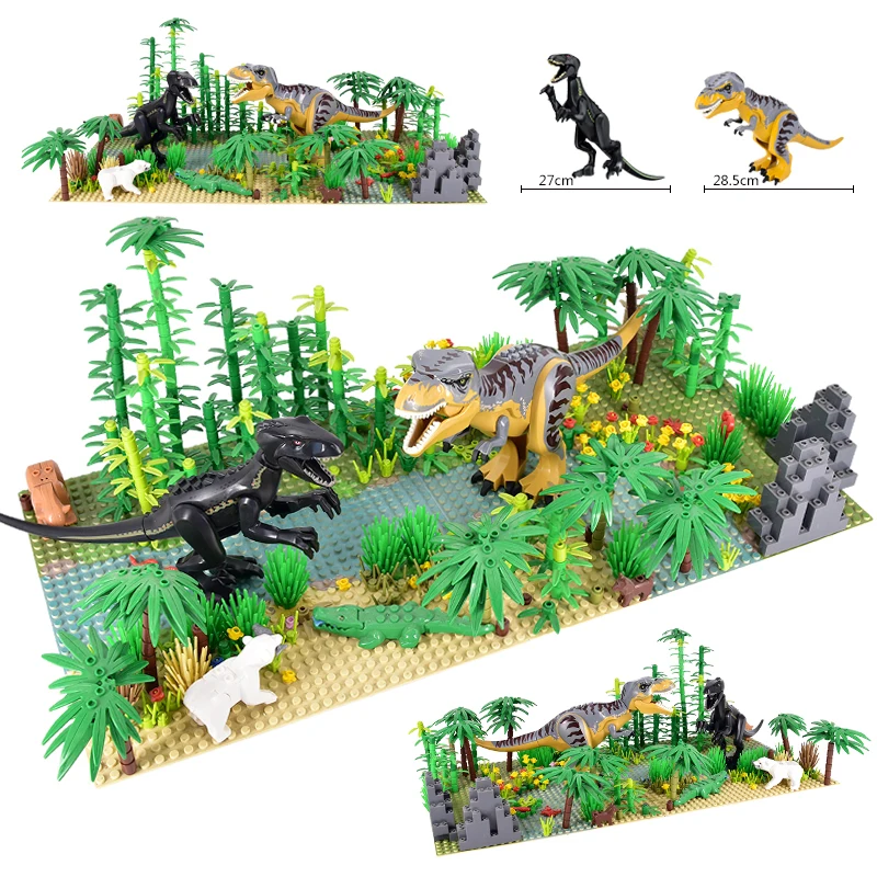 

Tropical rain forest Jurassic Dinosaur World Set Building Blocks Stegosaurus Sterrholophus Marsh Rex Mini Action Figure Toys