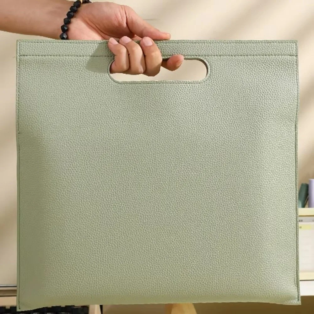 

Luxury A4 Business File Holder Large Capacity Waterproof Slim Tote Bag PU Leather Tablet Bag Office Organizer