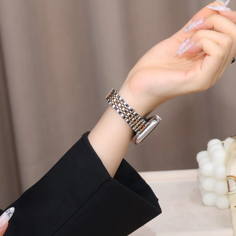 حزام من الفولاذ المقاوم للصدأ لساعة أبل 40 ملم 44 41 45 38 49 42 46 ملم سوار نسائي نحيف سلسلة IWatch 10 Ultra 9 8 7 6 5 4