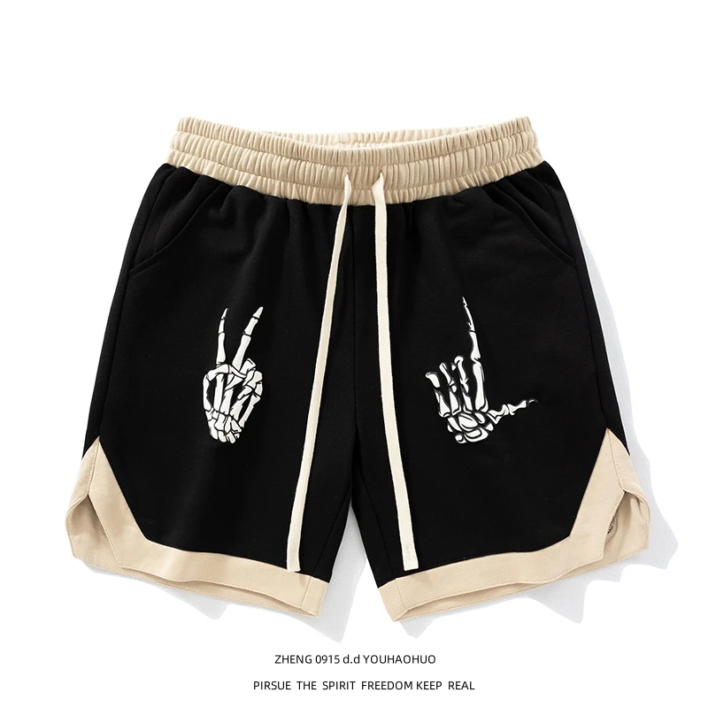 

Zheng American Hip Hop Sports orts Men's Trendy Brand Printed Pattern Loose Casual Baskeall Five-Quarter Pants