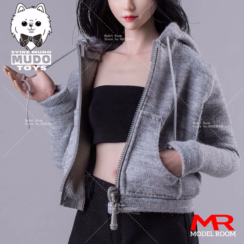 CTC-006 1/6 Scale Female Zipper Hooded Sweatshirt Jacket Coat Tops Clothes Model Fit 12'' Soldier Action Figure Body Dolls