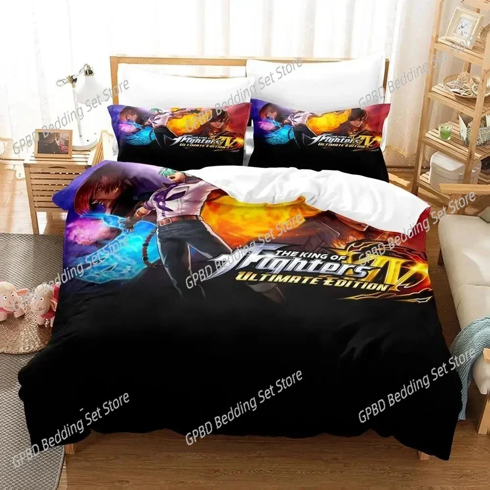Anime The King Of Fighter 3D Bedding Set Duvet Cover Pillowcases Single Twin Full Queen King Size Home Decor Quilt Boys Gift Qui