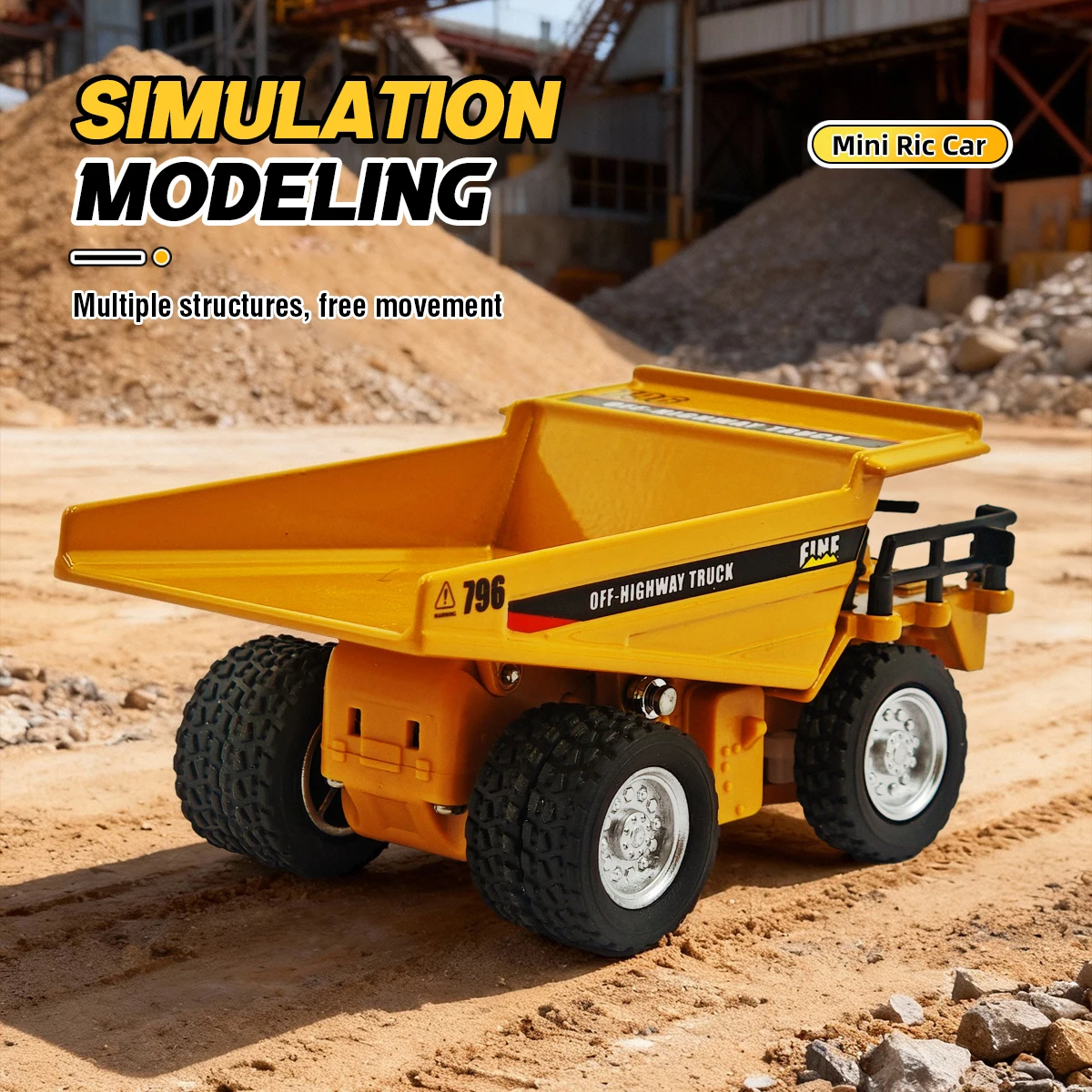 Mini camión volquete Rc de aleación fundida a presión, Control remoto por aplicación, coches de colección de ingeniería de escritorio para niños, regalo para niños, 1/64