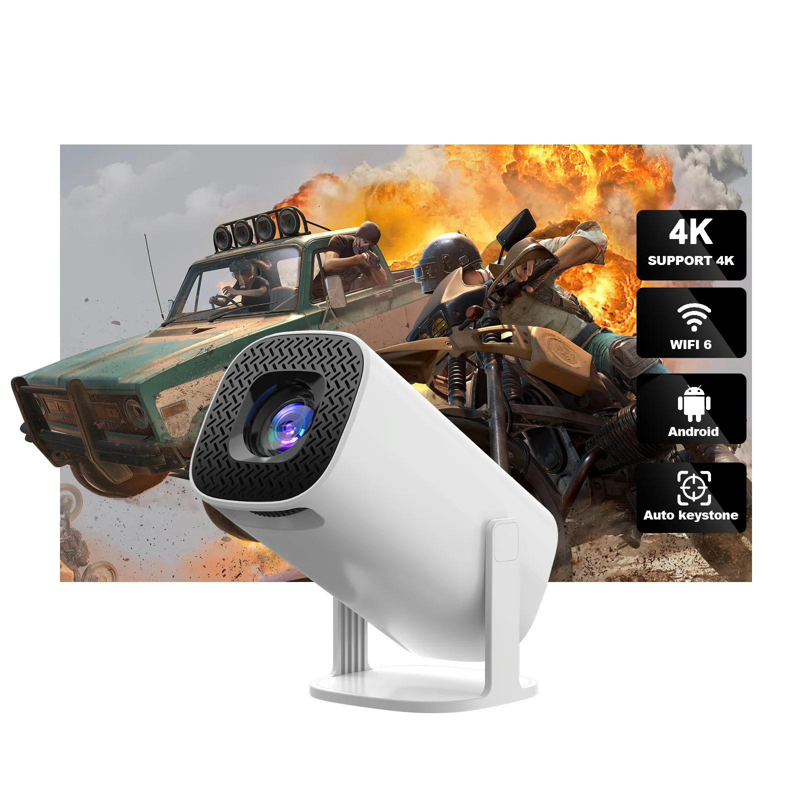 

4K Home Theater Smart Projector,1280*720p, Android 11, Projector Movies On The Wall, Projector For Phone Or TV