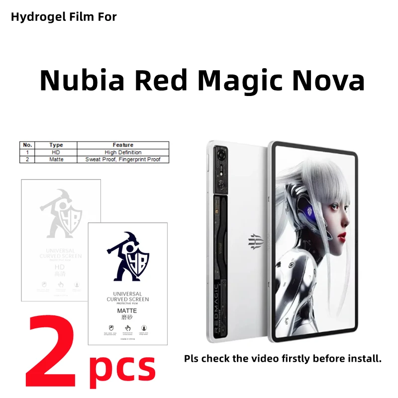

2pcs HD Hydrogel Film For Nubia Red Magic Nova Matte Tablets Screen Protector For Nubia Red Magic Nova Clear/Frosted Full Cover