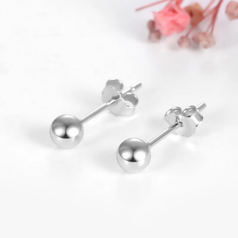 Boucles d\'oreilles simples empilables en argent Sterling 100%, 2/3/4/5/6MM, petites et mignonnes boucles d\'oreilles en boule plaquée or 925 pour