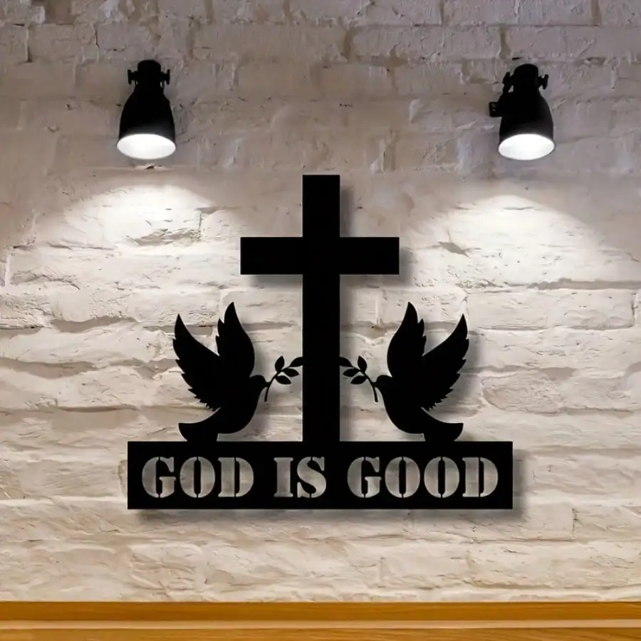 CIFBUY Wrought Iron God Is Good Wall Art, 3D Christian Decor, Inspirational Faith Gift for Christmas & All Occasions