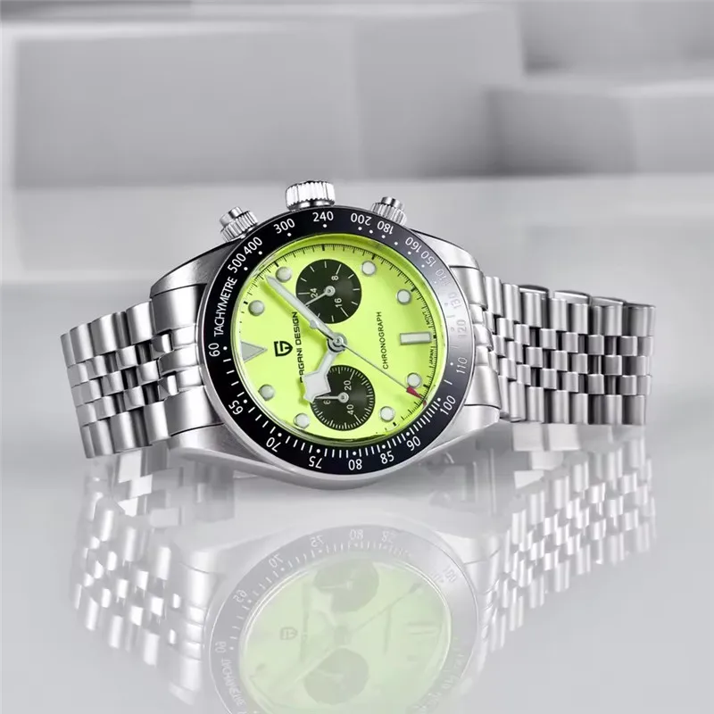 2026 New Luxury PAGANI DESIGN Panda Mens Watches Green Quartz Watch Men Speed Sports Chronograph Man AR Sapphire Waterproof 100M