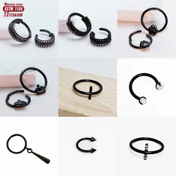 ASTM F136 Titanium Tragus Piercing 16G Black Nose Rings Zircon Hinged Cartilage Septum Earring piercing Body Jewelry Wholesale