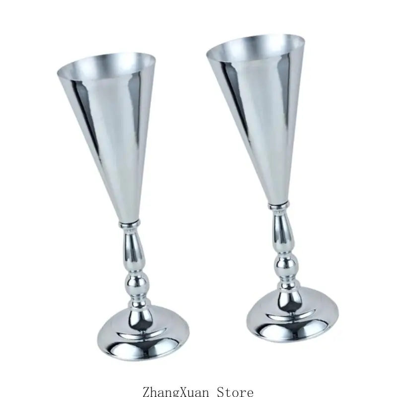 Packung mit 2 eleganten Blumenvasen aus Metall für Tischaufsätze und Heimdekoration 3XUF – Detail 8