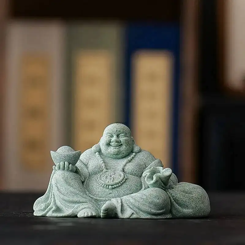 Stone Tea Pet Maitreya Buddha Desktop Tea Pet Craft Lucky Ornament Decoration