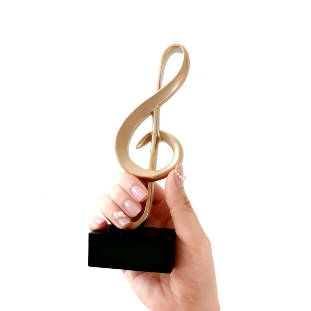Modern Minimalist Resin Music Trophy Ornament Piano Staff Note Design for Home Decoration Piano Room For Music Lovers Craft Gift