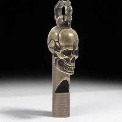 الجمجمة على شكل صافرة قسط النحاس دائم الطوارئ في الهواء الطلق التخييم بقاء صافرة خمر الدعامة الطرف المجوهرات #6