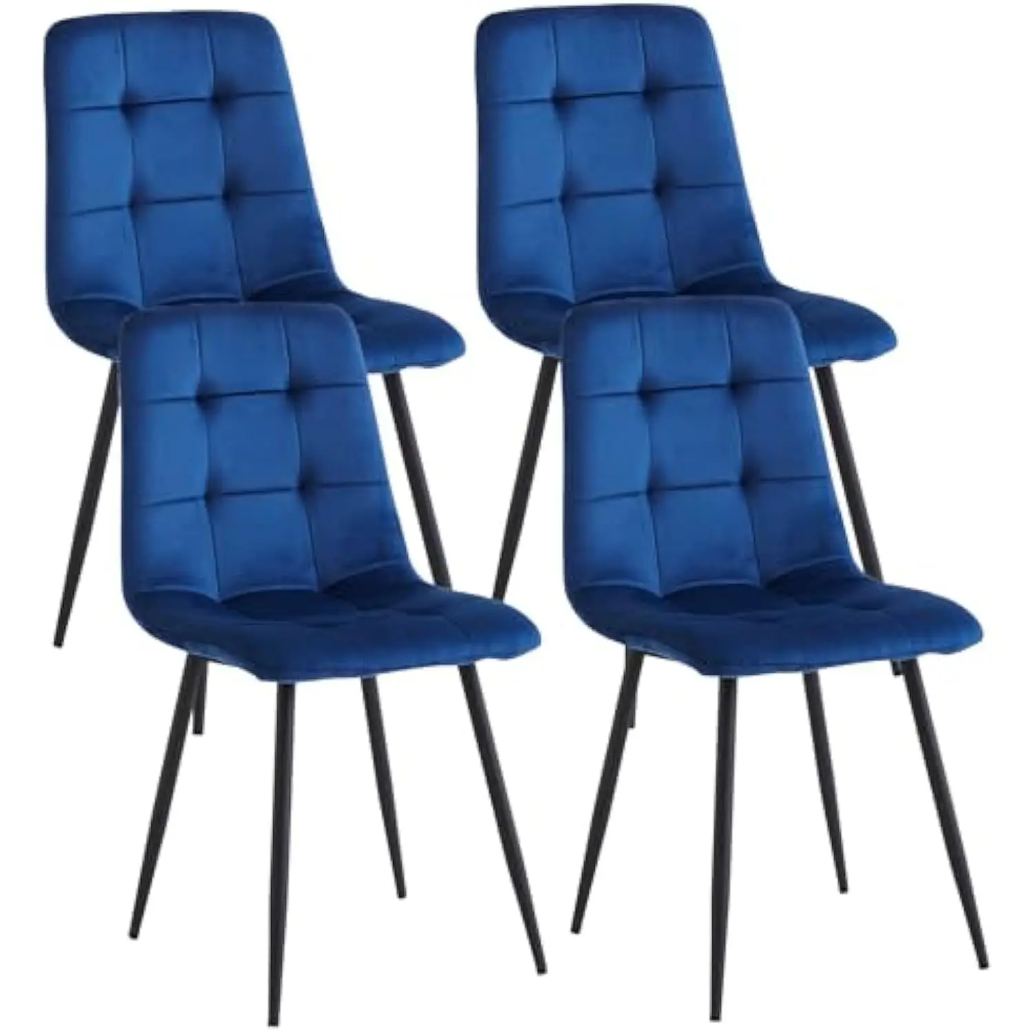 

Набор из 4 обеденных стульев, современные стулья для кухни и столовой, бархатный обеденный стул с мягкой подушкой и квадратным узором