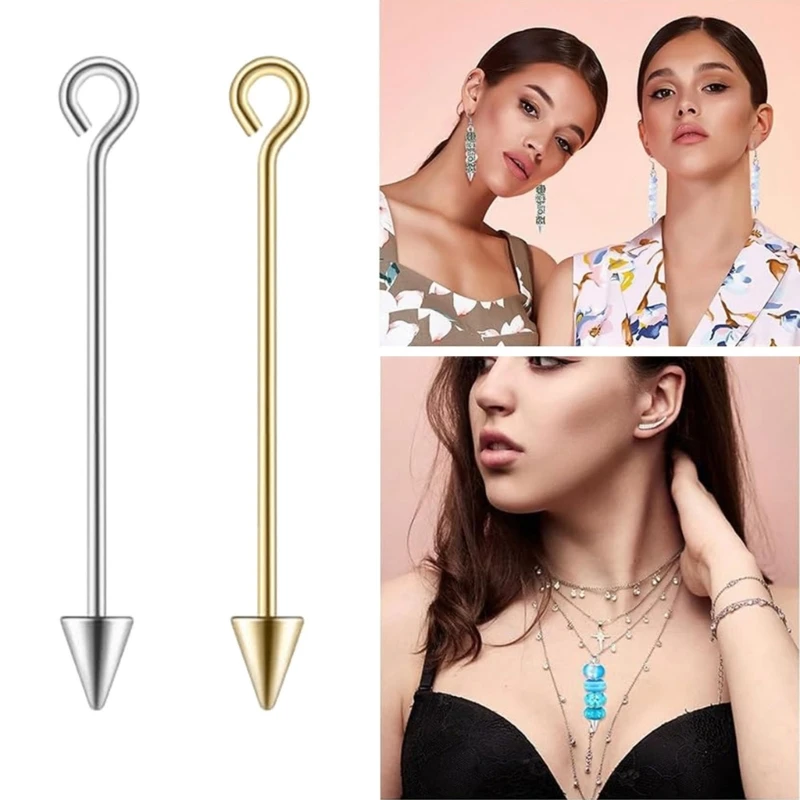 30Pieces Portable Metal Rod Pendants Jewelry Making Metal Long Pendants for Necklace and Earring Sets