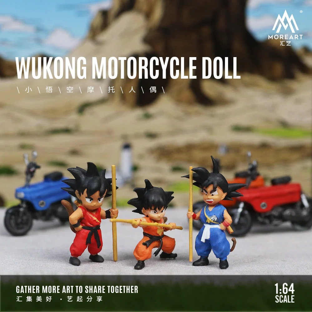 More Art 1:64 Red Blue Orange WUKONG MOTORCYCLE DOLL Display & Collection & Gift