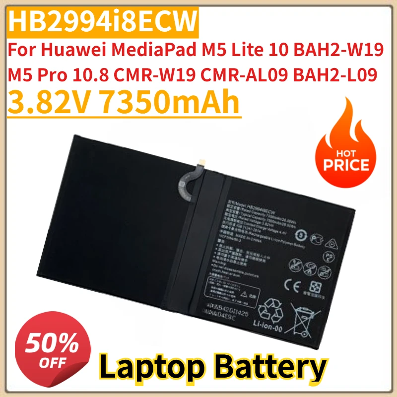 

New 3.82V 7350mAh Tablet Battery HB2994i8ECW For Huawei MediaPad M5 Lite 10 BAH2-W19 M5 Pro 10.8 CMR-W19 CMR-AL09 BAH2-L09