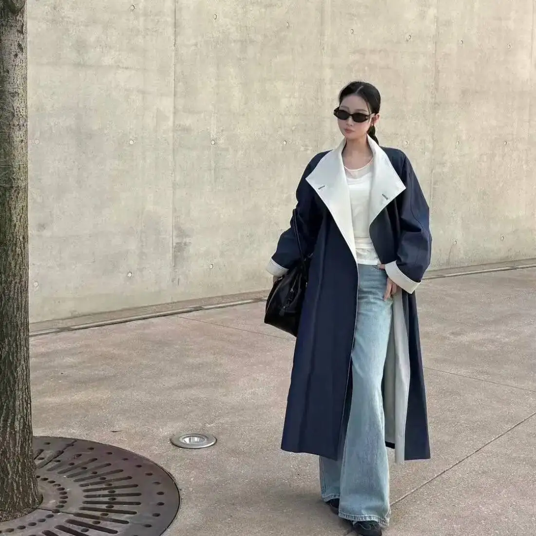 

Новая женская ветровка средней длины из смеси хлопка, весенне-осеннее пальто в корейском стиле, маленький размер, элегантный дизайн с рукавами принцессы