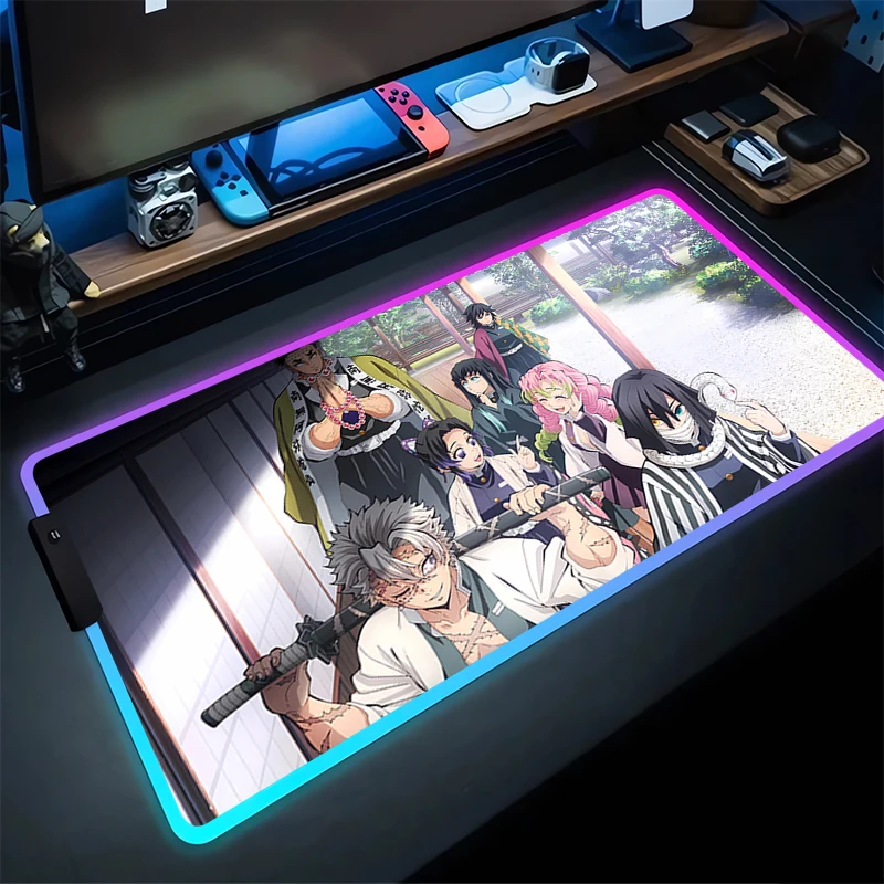 RGB Mouse Pad Non-Slip Rubber Edge locking mousepads Game play mats notebook computer D-Demon S-Slayers Home Decor Fashion