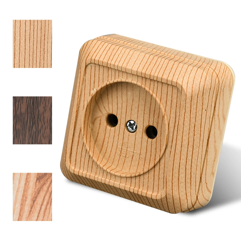 

Деревянные вилки, огнестойкая розетка, настенная, классическая, не заземляющая, электрические розетки, краска, пластик, стандарт ЕС, 250 В, поверхность для дома