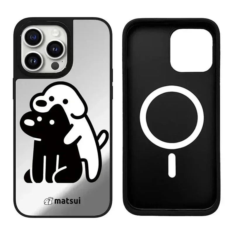 

Cute Dog Friend iPhone 11 12 13 14 15 Pro Max Mirror Surface MagSafe Case Cover Shell