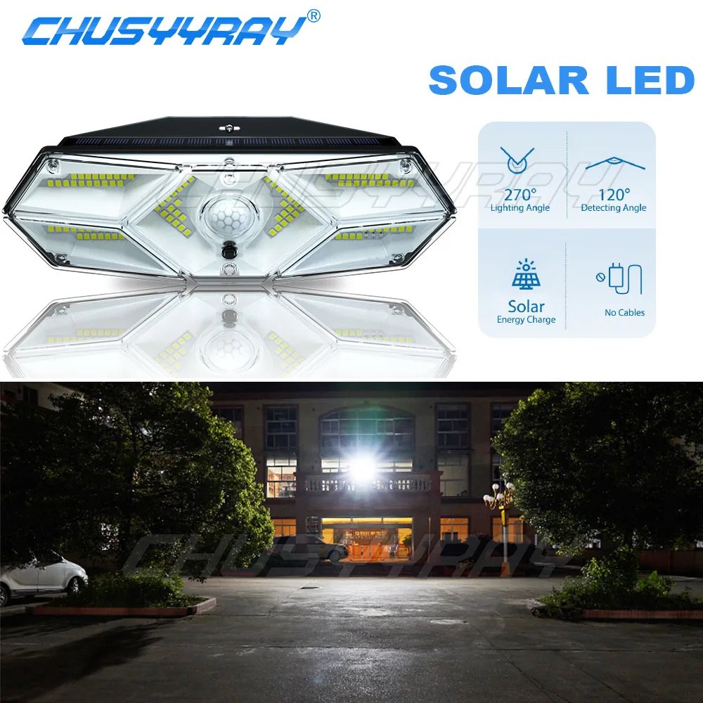 CHUSYYRAY Solar LED Light For Boat Motion Sensor 3 Modes Waterproof Security Flood Lights For Outside Pathway Garden Garage Lamp