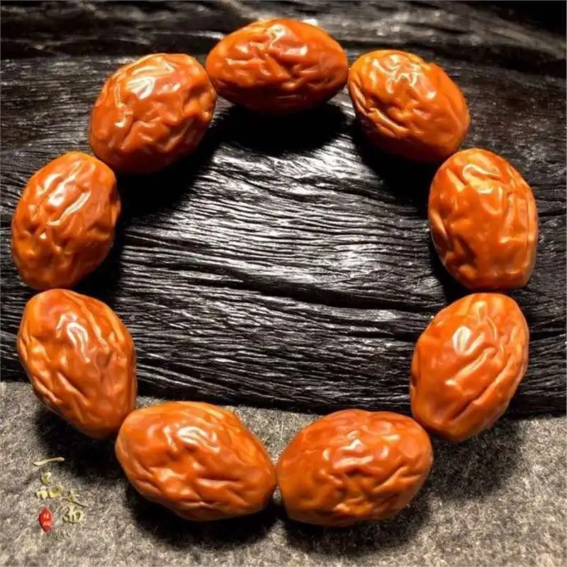 

Handmade Olive Nut Bracelet Carved Red Dates Lucky Bracelet Beads Accessories Jujube Crafts Stone Carving Single Seed Pure Beade