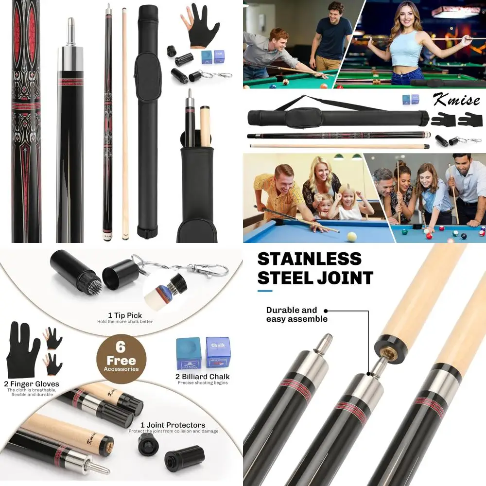 

Professional Maple Pool Cue Stick Kit with Hard Case, 58-Inch Billiard Cues for Adults - Ideal for Skilled Players and Serious G