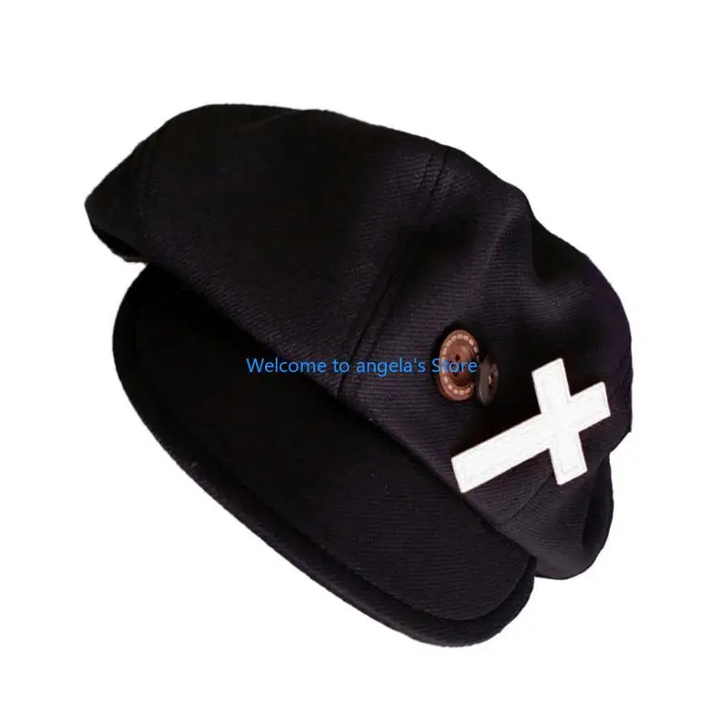 

X4YC Punk Styles Hat Dark Aesthetic Hat Heart Buckles Hat Street Styles Fashion Accessory for Parties and Performances