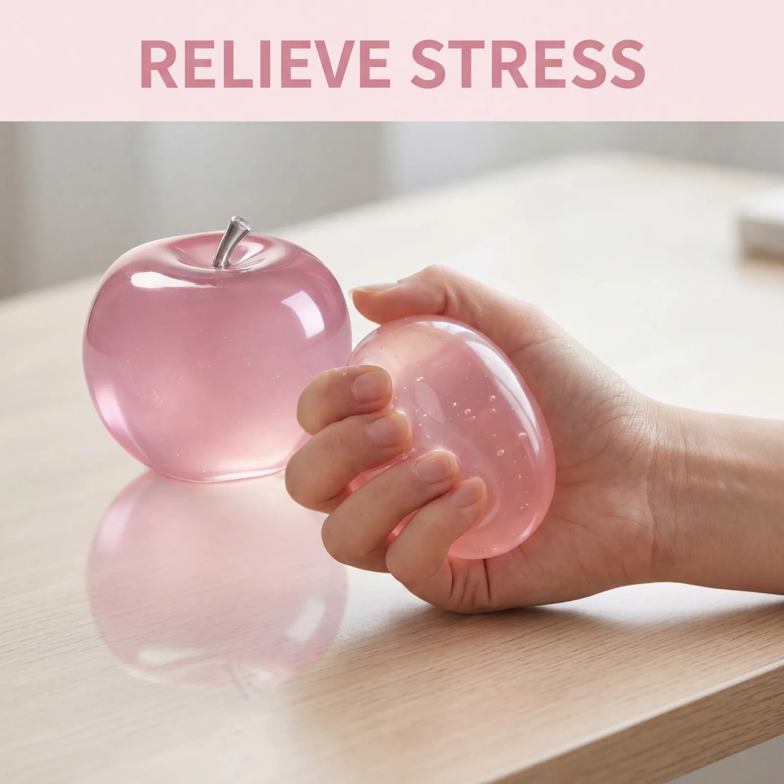 Apple Shape Squishy Ball TPR Quick Rebound Stress Relief Squeeze Toy Soft Easy Clean for Office Home