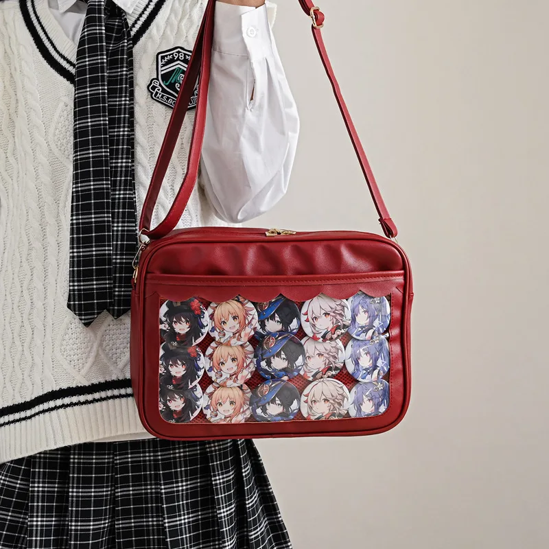 

Women's Simple Transparent Pain Bag Japanese Fresh Girl Jk Handbag College Student Color Contrast Shoulder Bag Crossbody Bag
