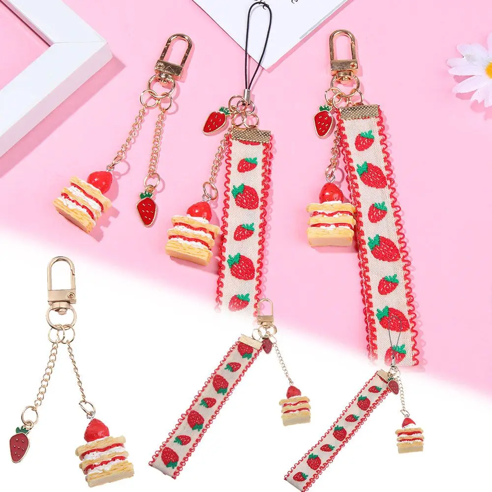 

Fashion Popular Charm Bag Pendant Mobile Phone Lanyard Cute Strawberry Cake