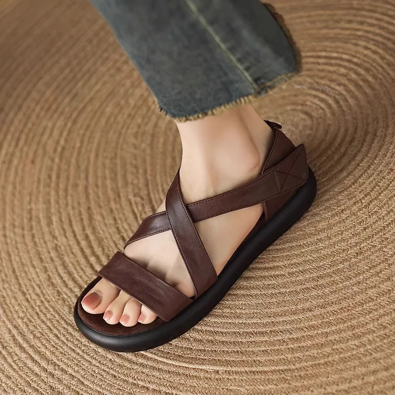 Super soft genuine leather~Thick-soled sandals for women, 2026 summer new style, versatile and beautiful, comfortable to wear with skirts