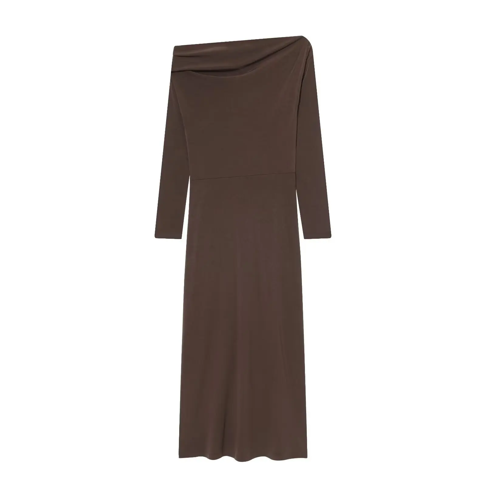 데이브 & 디 프랑스 미니멀리스트 여성 의류 새틴 플리츠 플루트 드레스 여성 블랙 커피 우아한 파티 드레스 베스 티도스 여성 드레스