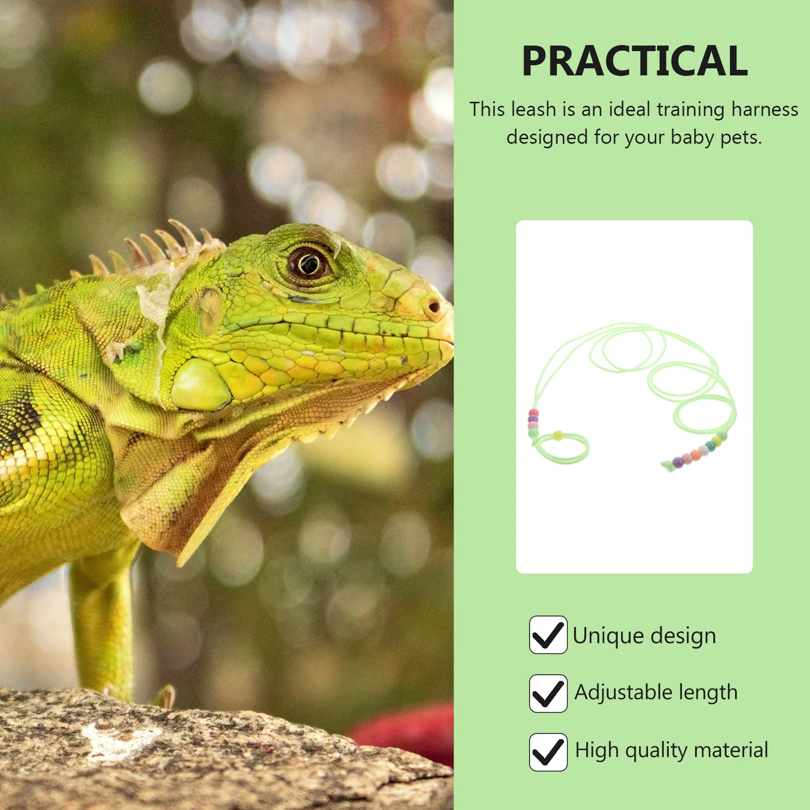 

Luminous Leash Reptile Traction Rope Harness for Bearded Dragons Lizards Glow Dark Adjustable Walking Pet Small Animal Training
